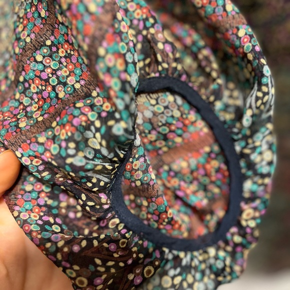 Anthropologie Maeve Poppy Print Pull Over 3/4 Length Sleeves V-neck Blouse Sz XS - Picture 7 of 12